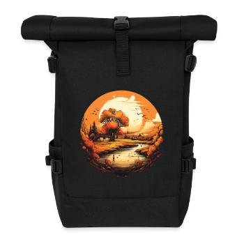 Herbstliche Landschaft - Rolltop Rucksack - Schwarz - Vorne
