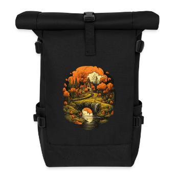 Herbstliche Landschaft - Rolltop Rucksack - Schwarz - Vorne