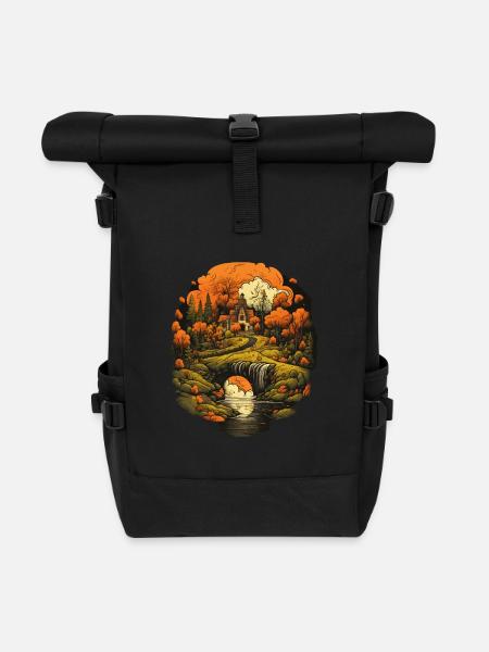 Autumnal landscape - Roll Top Backpack - black