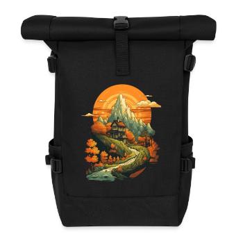 Herbstliche Landschaft - Rolltop Rucksack - Schwarz - Vorne