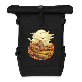 Herbstliche Landschaft - Rolltop Rucksack - Schwarz - Vorne