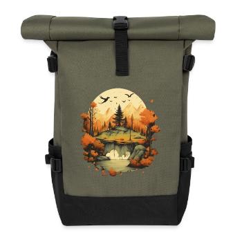 Autumnal landscape - Roll Top Backpack - olive/black - Front