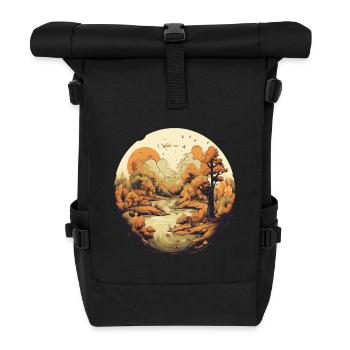 Herbstliche Landschaft - Rolltop Rucksack - Schwarz - Vorne