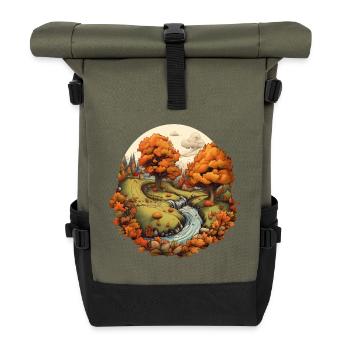 Herbstliche Landschaft - Rolltop Rucksack - Olive/Schwarz - Vorne