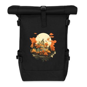 Herbstliche Landschaft - Rolltop Rucksack - Schwarz - Vorne