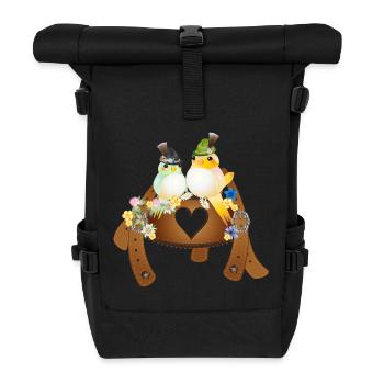 Motif de costume traditionnel amusant - Oiseaux avec chapeau de costumes traditionnels - Sac à dos roll top - noir - Devant