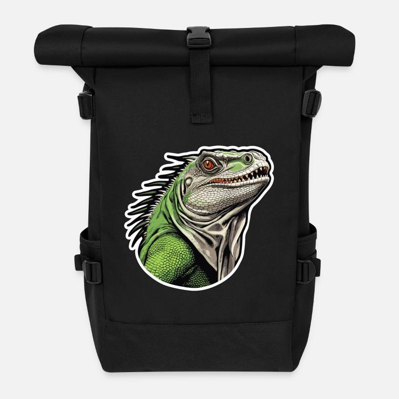 Leguan - Verzauberte Wildnis - Rolltop Rucksack - Schwarz