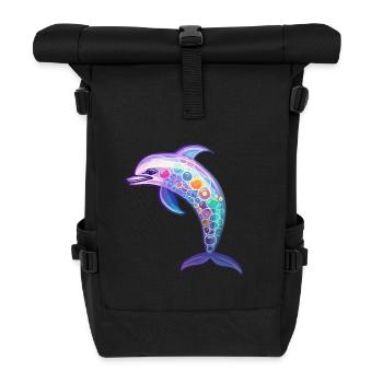 Kawaii Dolphin - Fantastic Ocean Dreams - Roll Top Backpack - black - Front