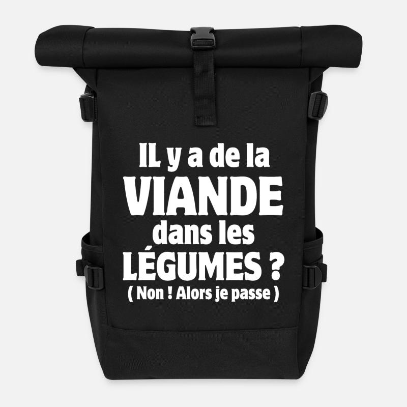 végane, végétarien, végan humour - Sac à dos roll top - noir
