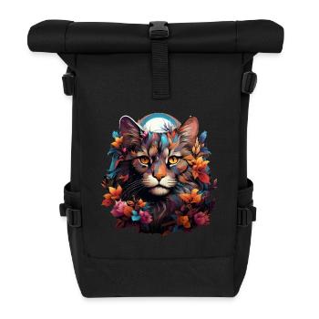 Katze - Rolltop Rucksack - Schwarz - Vorne