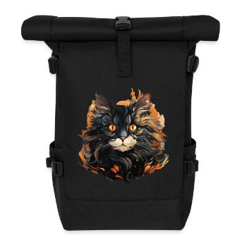 Katze - Rolltop Rucksack - Schwarz - Vorne