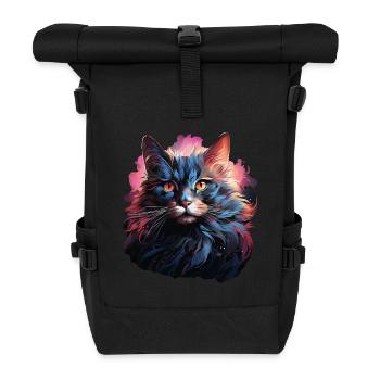 Katze - Rolltop Rucksack - Schwarz - Vorne
