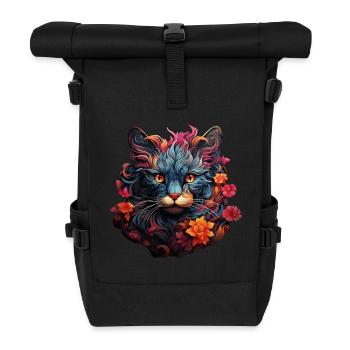 Katze - Rolltop Rucksack - Schwarz - Vorne