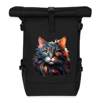 Katze - Rolltop Rucksack - Schwarz - Vorne