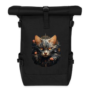 Katze - Rolltop Rucksack - Schwarz - Vorne