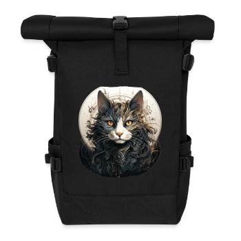 Katze - Rolltop Rucksack - Schwarz - Vorne
