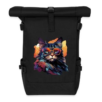 Katze - Rolltop Rucksack - Schwarz - Vorne