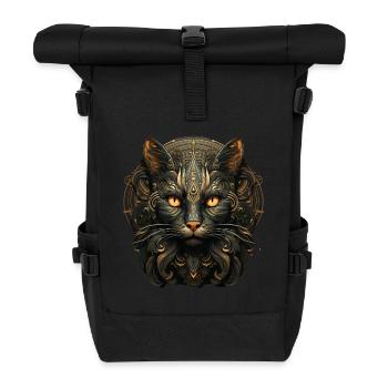 Katze - Rolltop Rucksack - Schwarz - Vorne