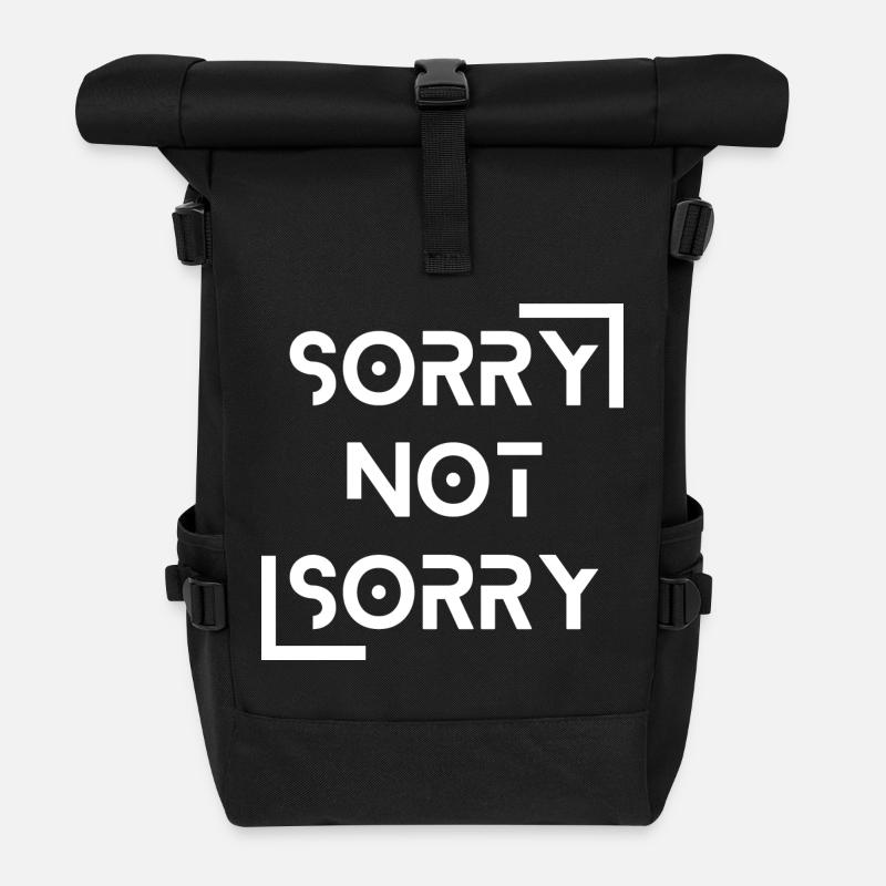 sorry not sorry - Roll Top Backpack - black