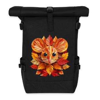 Süße Maus aus Herbst Blättern bunt - Rolltop Rucksack - Schwarz - Vorne