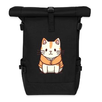 Katze - Kawaii Style - Rolltop Rucksack - Schwarz - Vorne