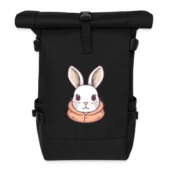 Hase - Kawaii Style - Rolltop Rucksack - Schwarz - Vorne