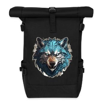 Wolf - Illustration - Rolltop Rucksack - Schwarz - Vorne