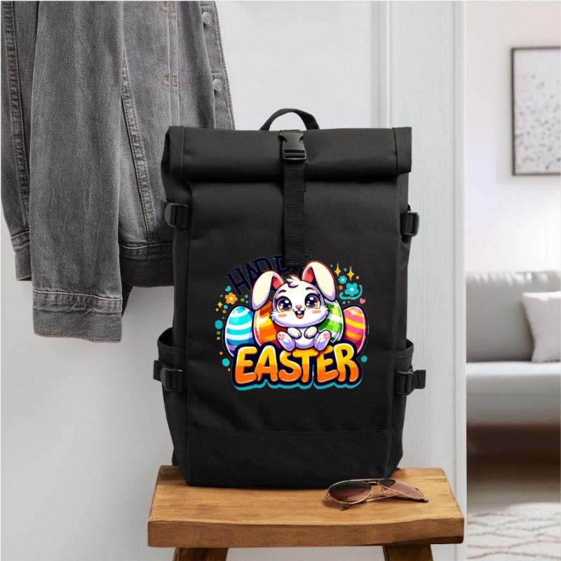 Happy Easter - Easter Bunny Illustration Rolltop Rucksack