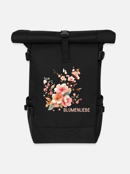 Blumenliebe - Rolltop Rucksack - Schwarz