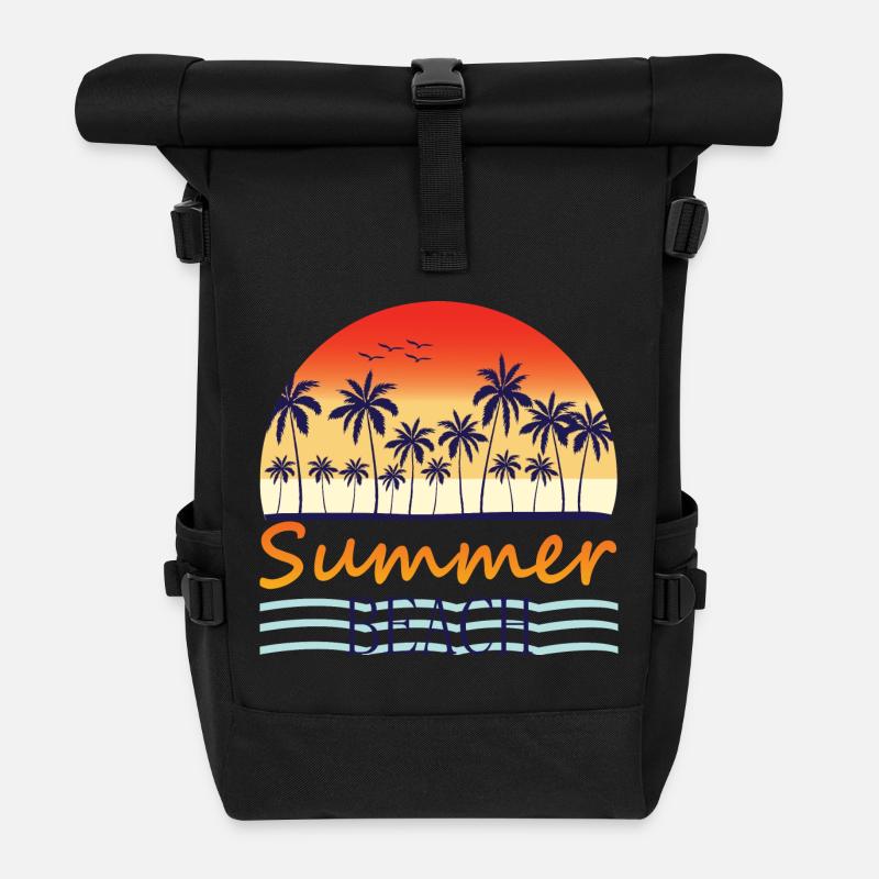 Summer Beach - Rolltop Rucksack - Schwarz