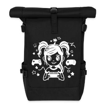 Dessin animé de fille de jeu - Sac à dos roll top - noir - Devant