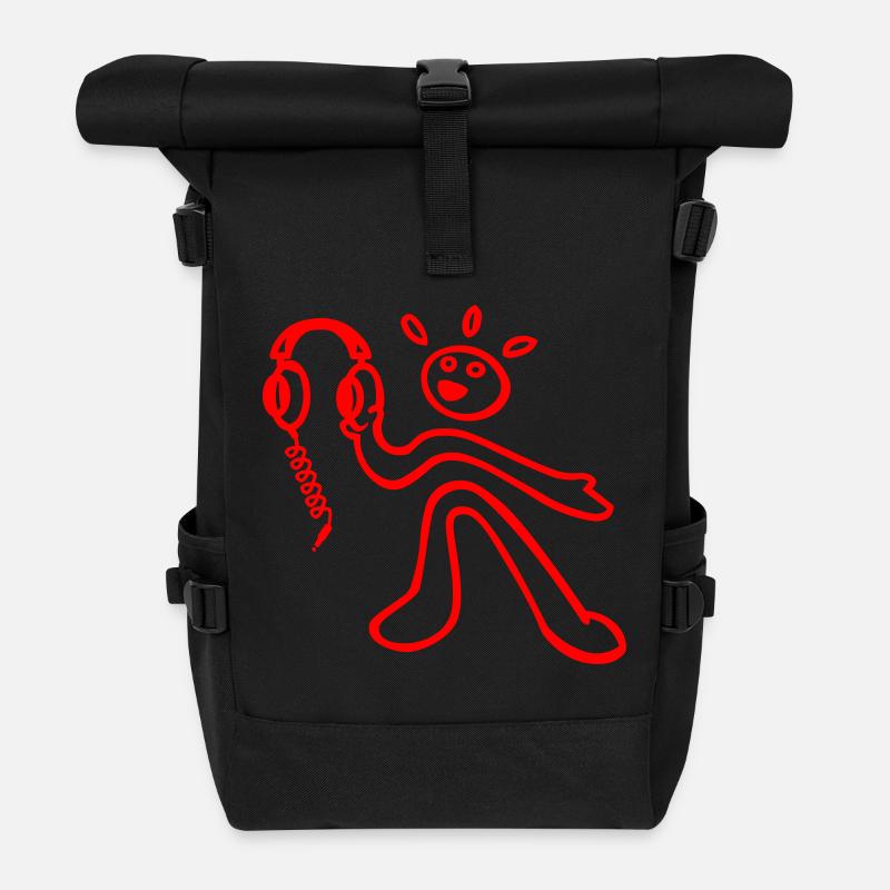 rave dj headphones - Roll Top Backpack - black