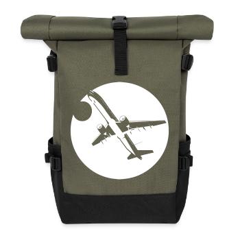 Aviator Drawing - Roll Top Backpack - olive/black - Front