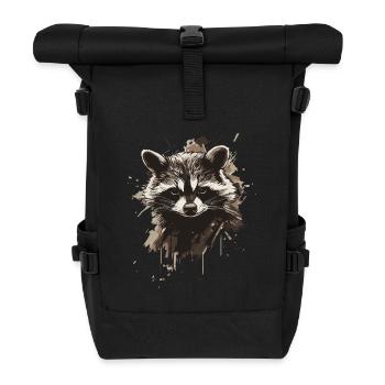 Waschbär - Rolltop Rucksack - Schwarz - Vorne