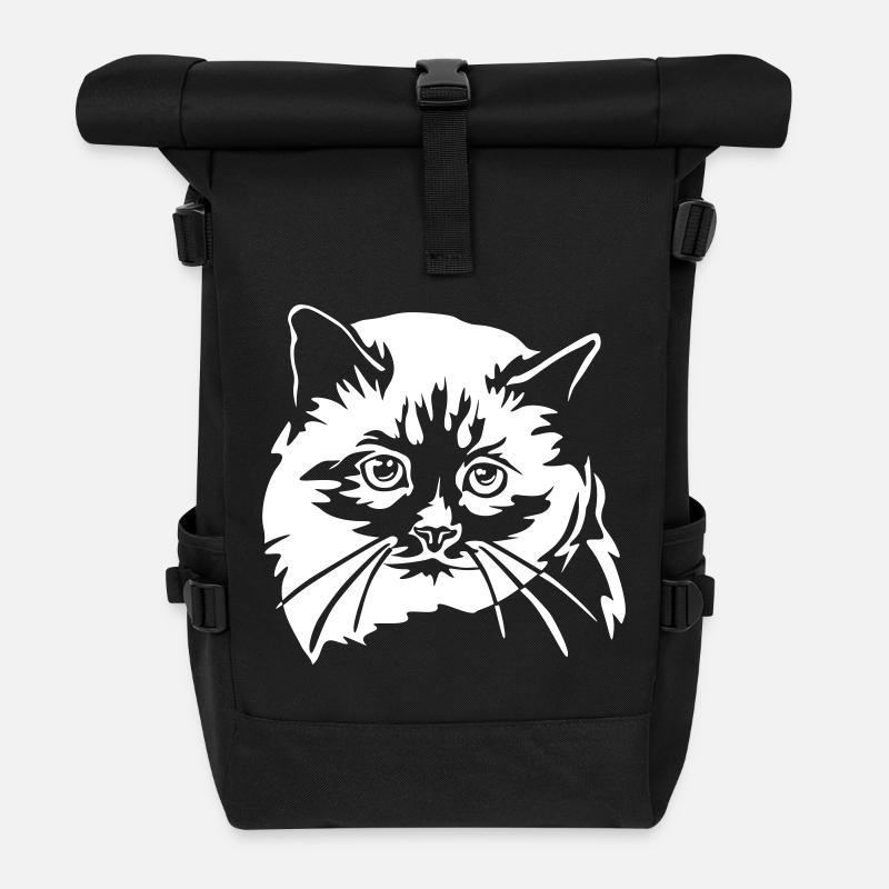 Birma Katze "Black Edition" - Rolltop Rucksack - Schwarz
