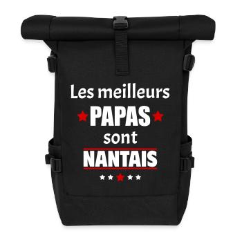 Les meilleurs papas sont nantais, fête des pères - Sac à dos roll top - noir - Devant