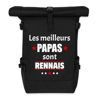 Les meilleurs papas sont rennais, fête des pères - Sac à dos roll top - noir - Devant