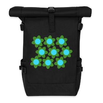Floral Pattern T-Shirt - Roll Top Backpack - black - Front