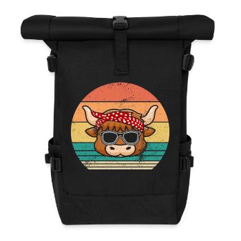 Büffel Rind Ochsen - Rolltop Rucksack - Schwarz - Vorne