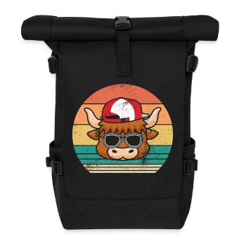 Büffel Rind Ochsen - Rolltop Rucksack - Schwarz - Vorne