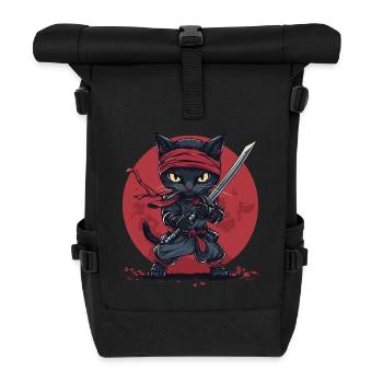 Ninja Cat - Roll Top Backpack - black - Front