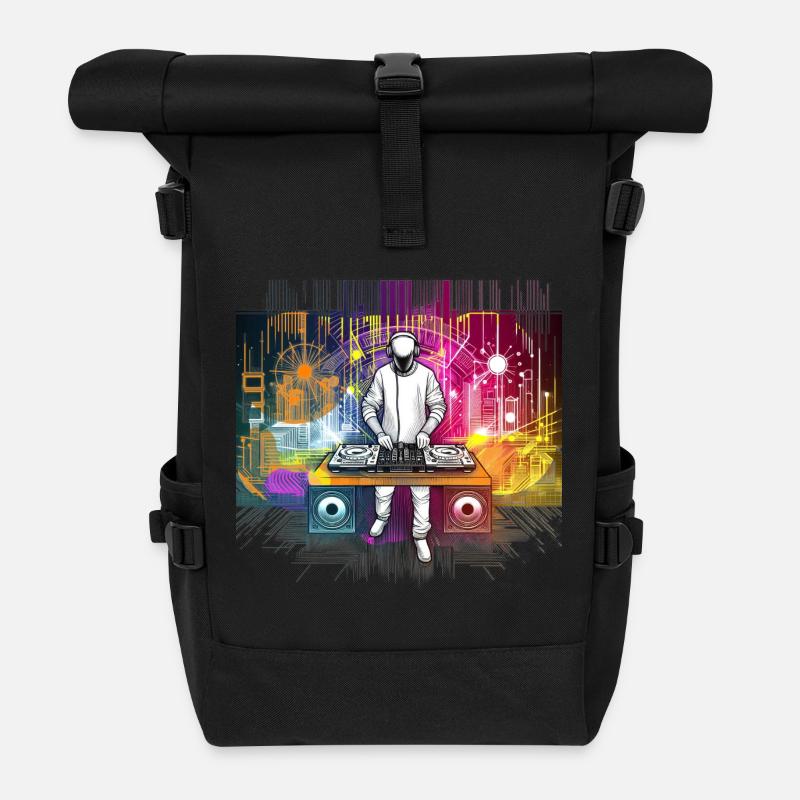 DJ - Rolltop Rucksack - Schwarz