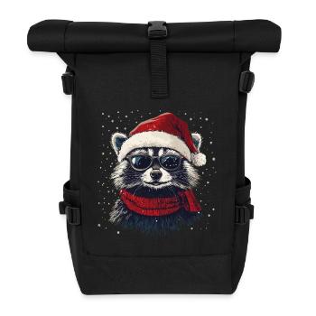 raton laveur de Noël - Sac à dos roll top - noir - Devant