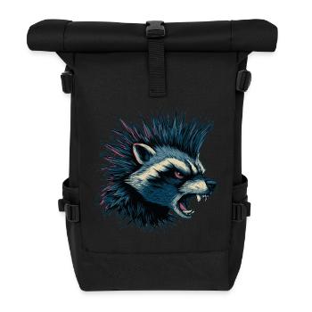 Angry Raccoon Punk - Roll Top Backpack - black - Front