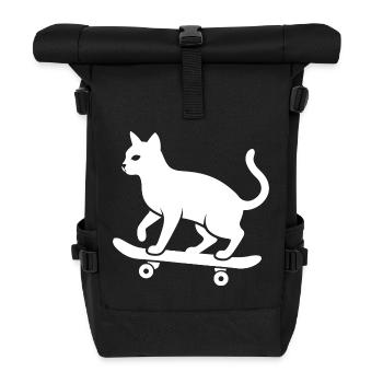 Cool Cat Skateboarder Silhouette Minimaliste - Sac à dos roll top - noir - Devant