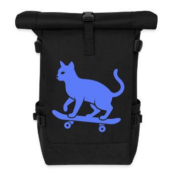 Cool Cat Skateboarder Silhouette Minimaliste - Sac à dos roll top - noir - Devant