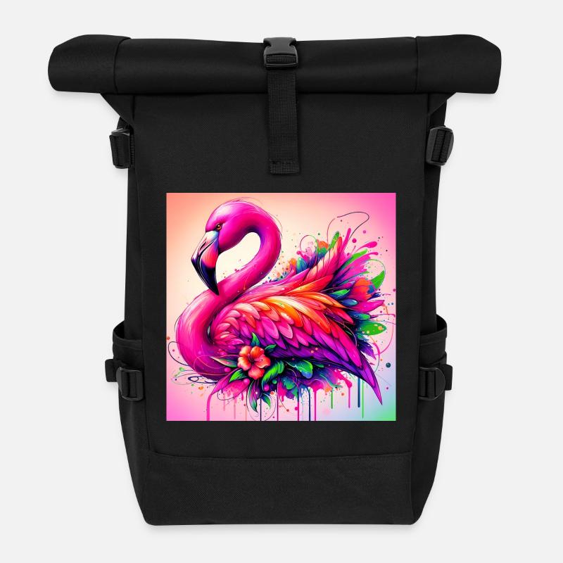 Flamingo - Rolltop Rucksack - Schwarz