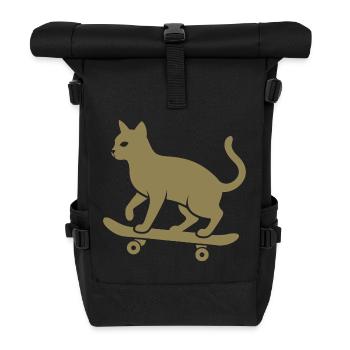 Cool Cat Skateboarder Silhouette Minimaliste - Sac à dos roll top - noir - Devant