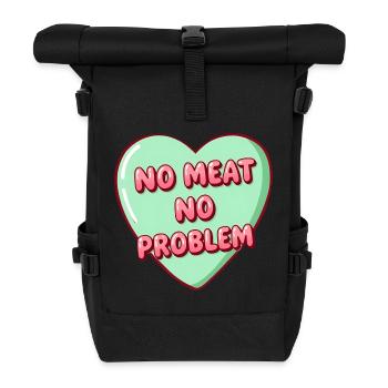 Mint Bubble Heart – No Meat No Problem - Roll Top Backpack - black - Front