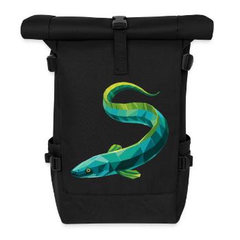 Eel - Cool Low Poly Logo - Roll Top Backpack - black - Front